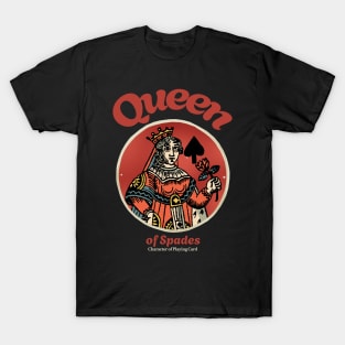 Antique Character of Playing Card Queen of Spades T-Shirt